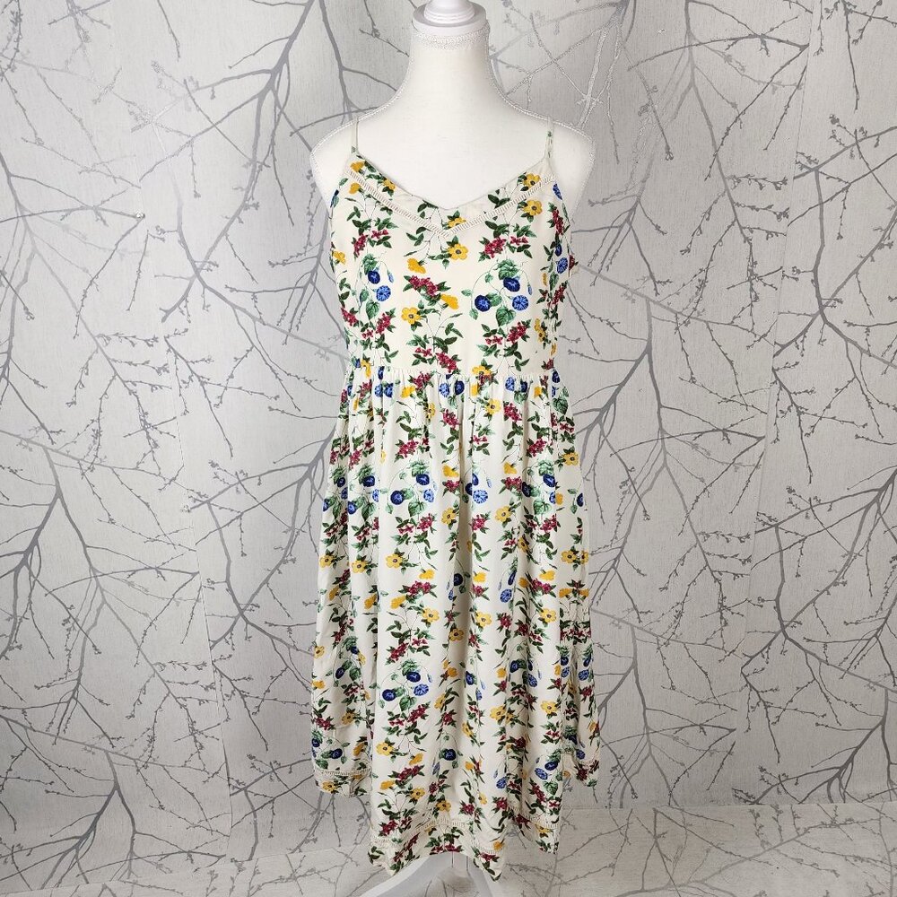 Old Navy Colorful Floral Printed Strappy Smocked Midi Dress - Picture 1 of 8